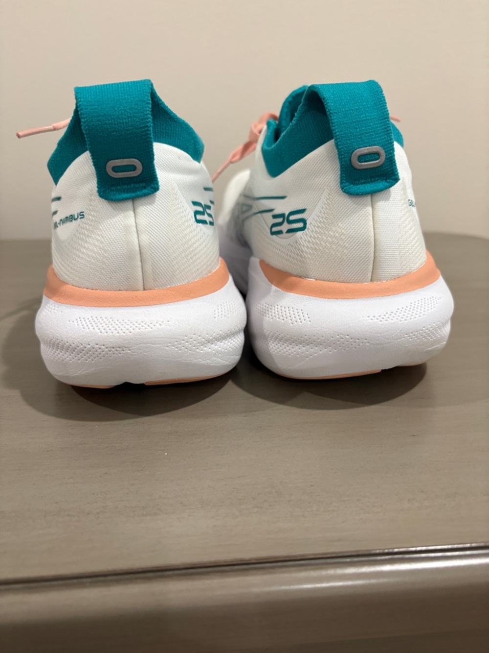 Asics White Athletic Sneakers with Teal and Coral Accents - Picture 3 of 8